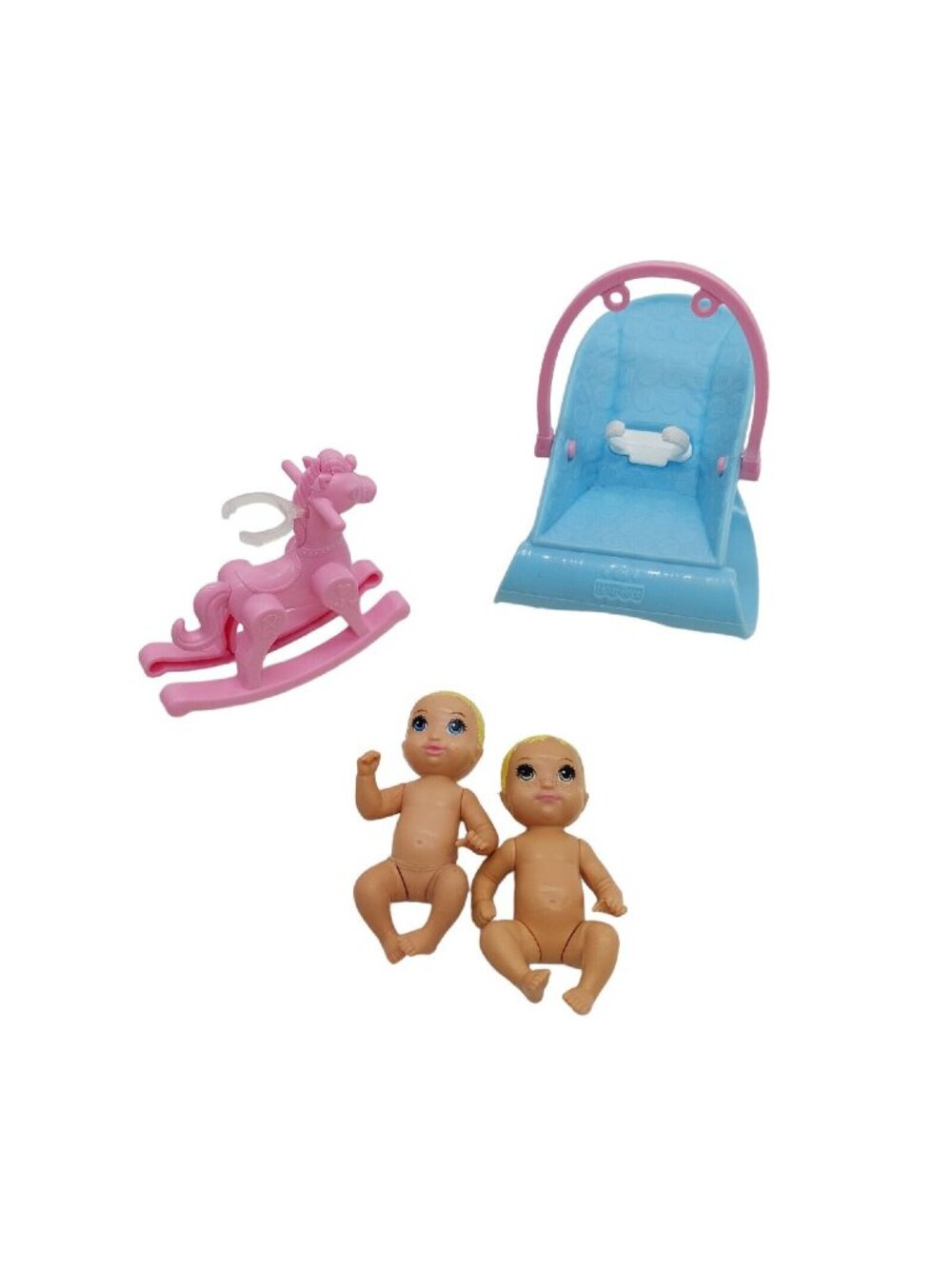 Mattel Barbie Babysitter 2 Babies Twins Rocking Horse & Chair